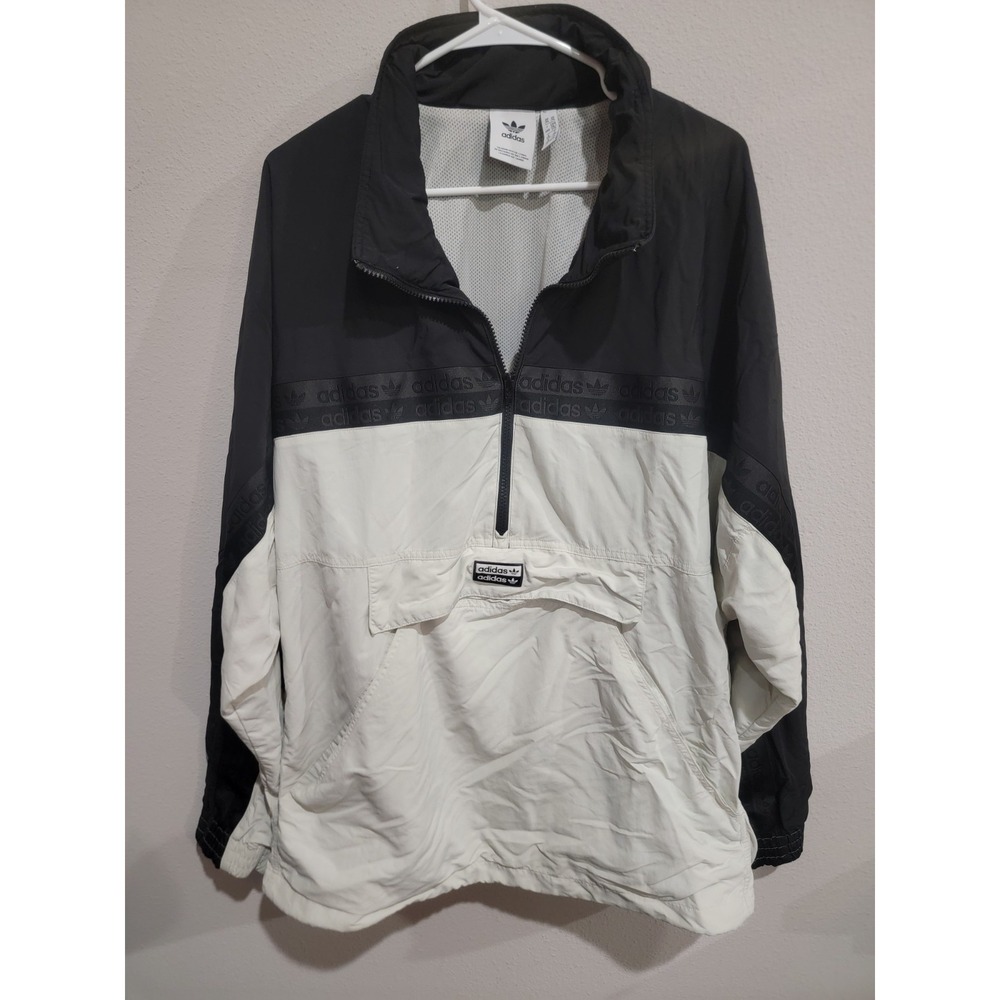 Adidas Originals Black White 1/4 Zip Colorblock Sports Jacket Windbreaker 2XL